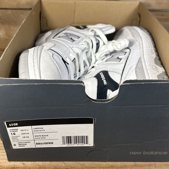 NEW Mens Size 10 D - New Balance 650R Angora Pack White Black Sneakers BB650RWH